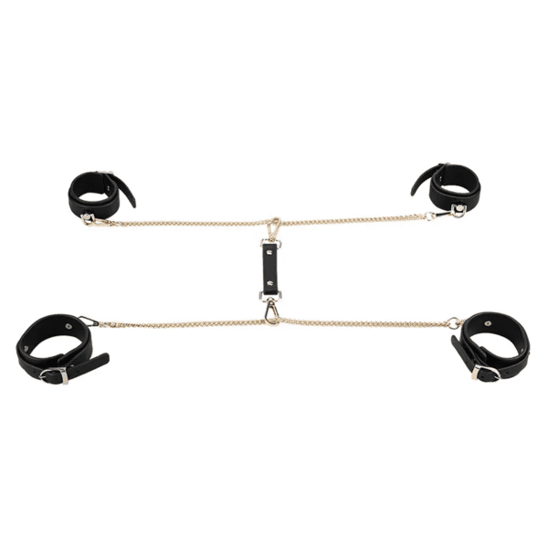 Black PU Leather with Gold Chain Premium 8-Piece Set (9) Black PU Leather with Gold Chain Premium 8-Piece Set