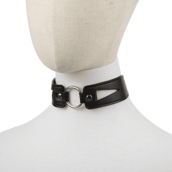 Collar with Metal Traction Chain (4) BDSM Collar with Metal Chain