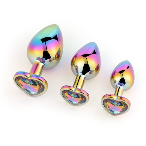 Rainbow Heart Shaped Jewelled Butt Plug Rainbow Heart Shaped Jewelled Butt Plug