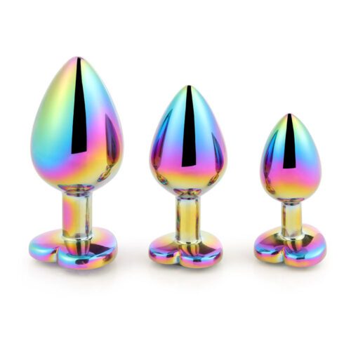 Rainbow Heart Shaped Jewelled Butt Plug