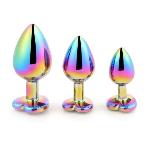 Rainbow Heart Shaped Jewelled Butt Plug