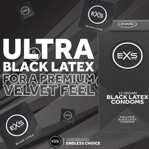 EXS Black Latex Condom Pack of 12