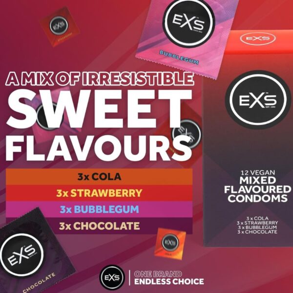 EXS Mixed Flavoured Condoms Pack of 12