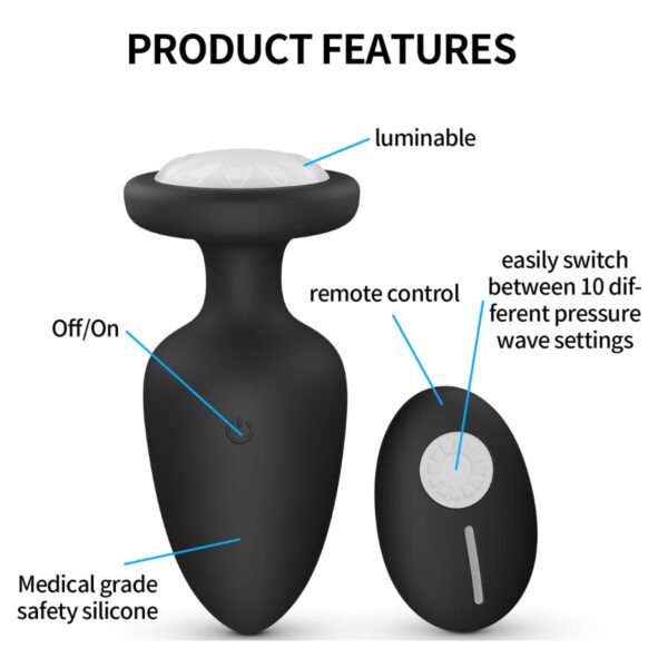 Remote Flashing Black Butt Plug