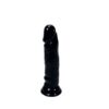 6 inch black dildo with suction cup base held in hand