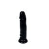 6 inch black dildo with suction cup base held in hand