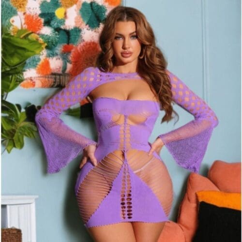 Purple Fishnet Dress