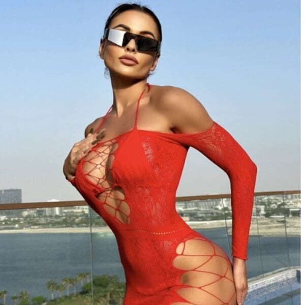 Sexy Red Mesh Dress