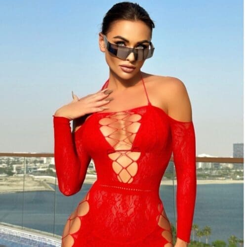 Sexy Red Mesh Dress