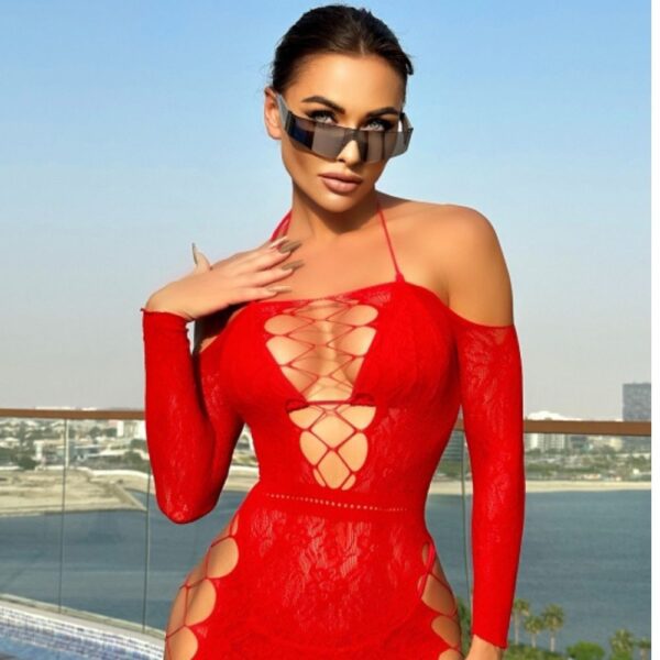 Sexy Red Mesh Dress